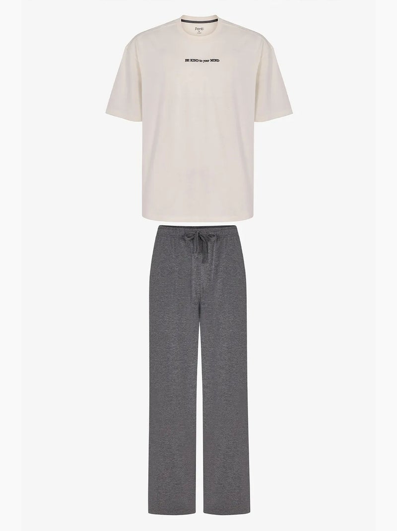 Conjunto de pijama masculino modern stone oversized de manga curta penti Cinza-preto - Kiabi