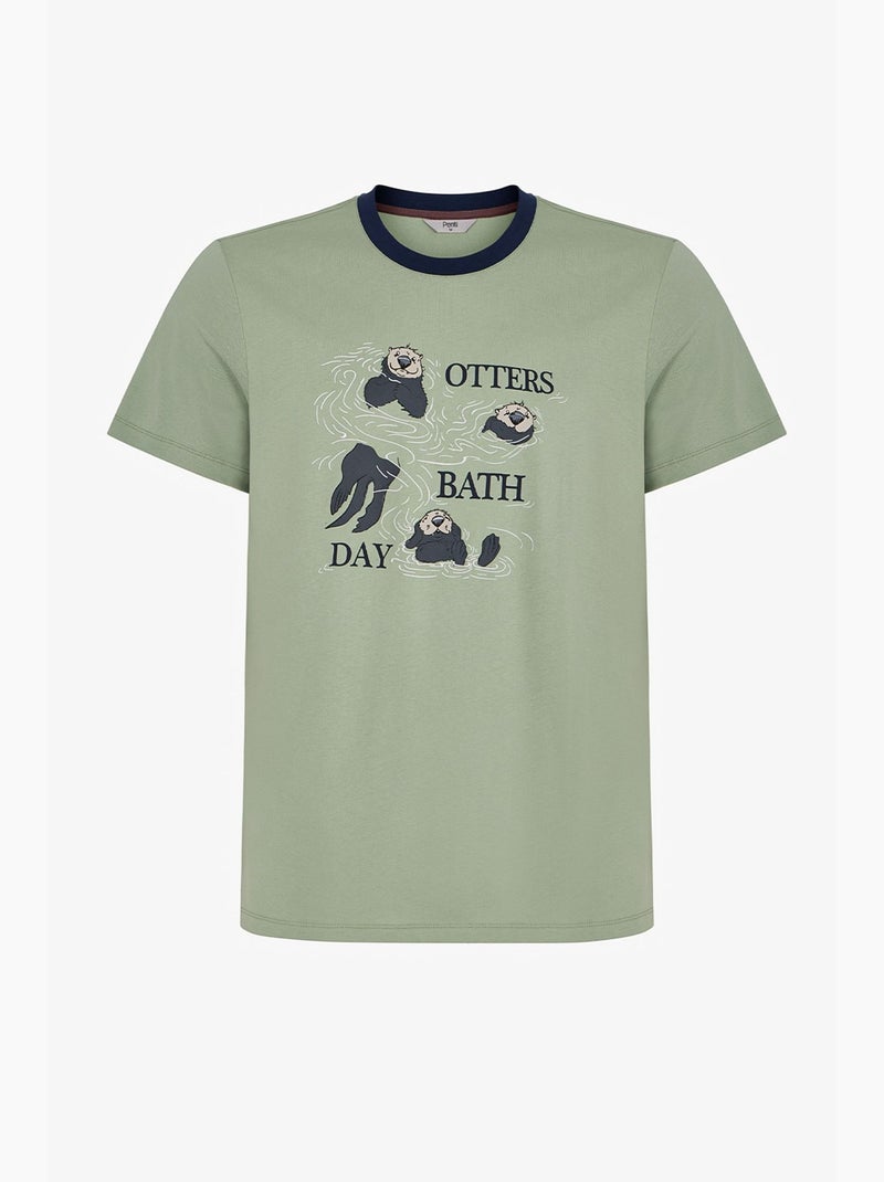 Conjunto de pijama masculino other bath com calça penti Verde menta - Kiabi