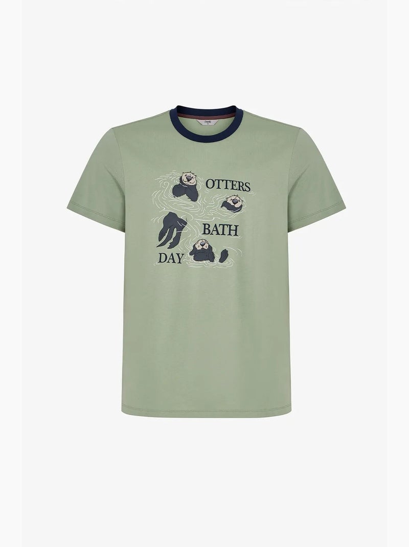 Conjunto de pijama masculino other bath com calça penti Verde menta - Kiabi