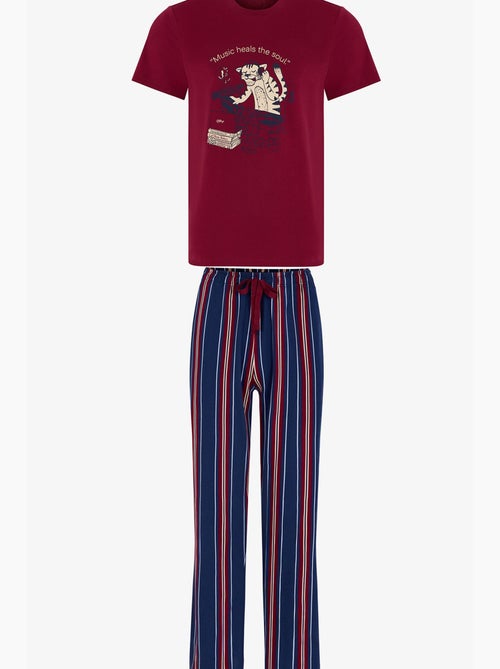 Conjunto de pijama masculino retro groove às riscas, manga curta penti - Kiabi Conjunto de pijama masculino retro groove às riscas, manga curta penti - Kiabi