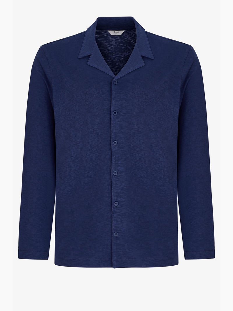 Conjunto de pijama masculino season com camisa de manga comprida e calça penti Azul-marinho - Kiabi