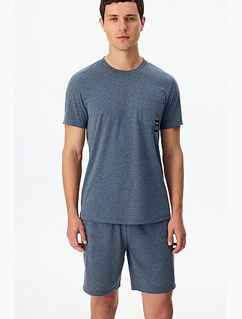 Conjunto de pijama masculino soft com manga curta e calção penti
