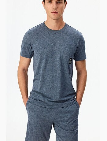 Conjunto de pijama masculino soft com manga curta e calção penti