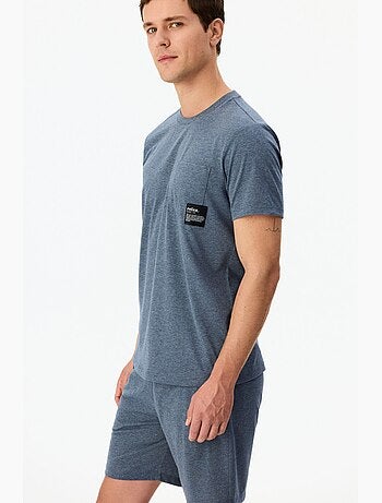 Conjunto de pijama masculino soft com manga curta e calção penti