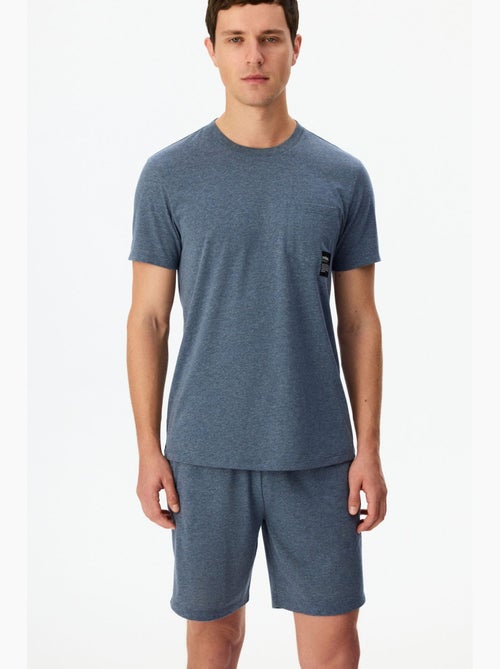 Conjunto de pijama masculino soft com manga curta e calção penti - Kiabi Conjunto de pijama masculino soft com manga curta e calção penti - Kiabi