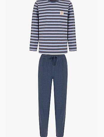 Conjunto de pijama masculino weekend às riscas, manga longa, jogger penti