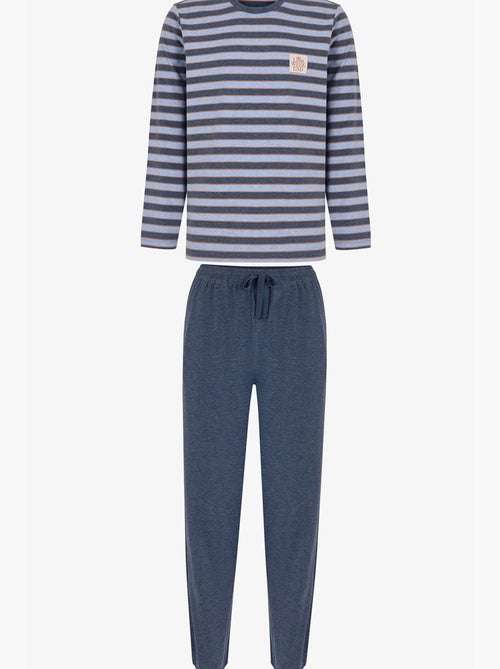 Conjunto de pijama masculino weekend às riscas, manga longa, jogger penti - Kiabi Conjunto de pijama masculino weekend às riscas, manga longa, jogger penti - Kiabi
