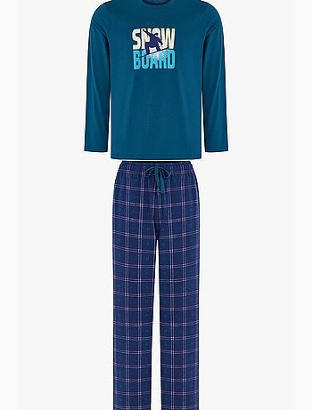 Conjunto de pijama masculino winter board com estampa geométrica, calça, manga longa penti