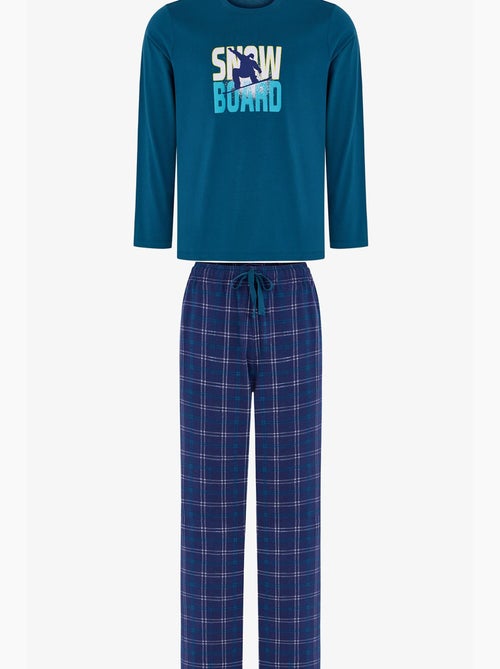 Conjunto de pijama masculino winter board com estampa geométrica, calça, manga longa penti - Kiabi Conjunto de pijama masculino winter board com estampa geométrica, calça, manga longa penti - Kiabi