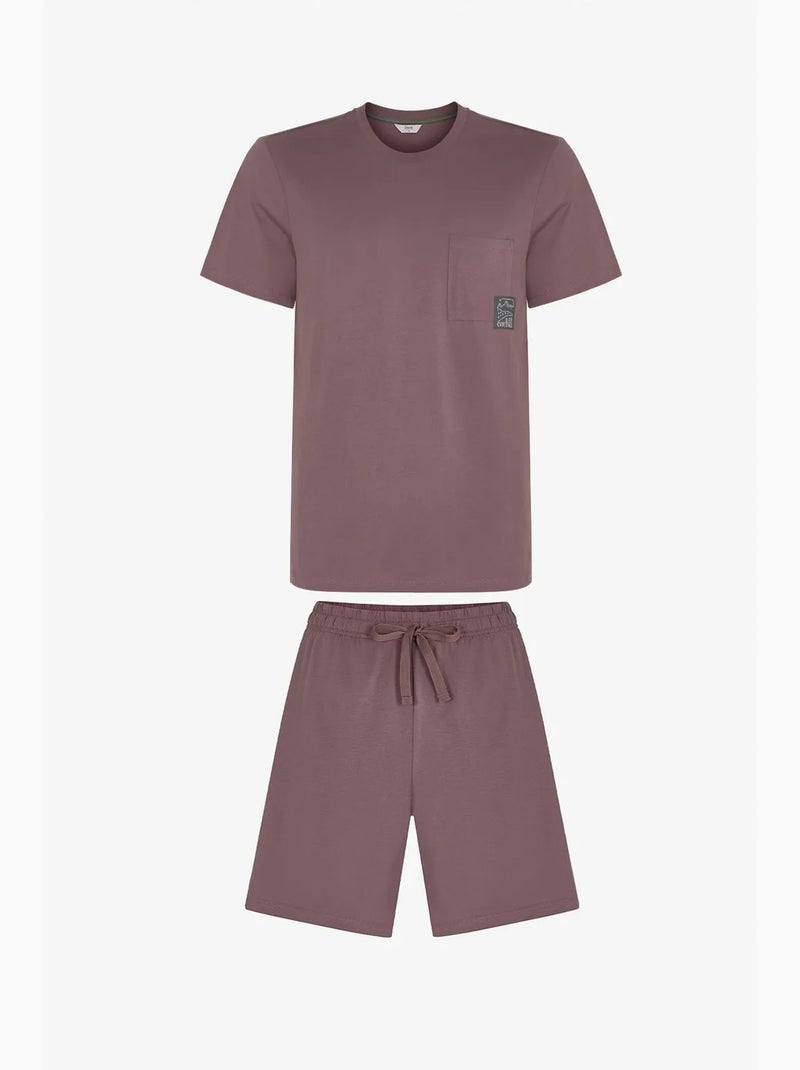 Conjunto de pijama masculino woodland earth com manga curta e short penti Malva - Kiabi