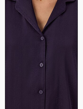 Conjunto de pijama midnight em cetim às riscas, camisa e calça de manga comprida penti