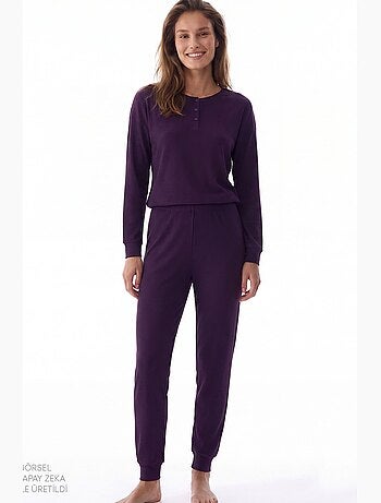 Conjunto de pijama midnight mood canelado de manga comprida penti