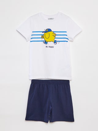 Conjunto de pijama 'Mr. Happy' t-shirt + calções - 2 peças