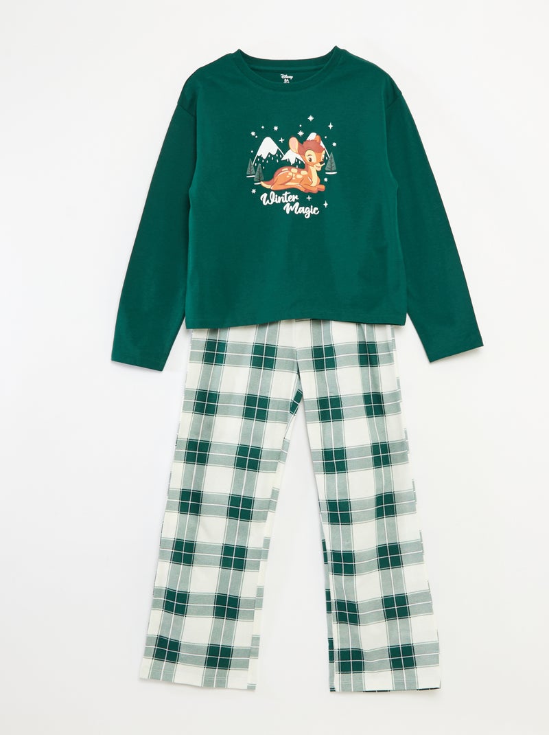 Conjunto de pijama Natal 'Disney' 'Bambi' em jersey de algodão Verde - Kiabi