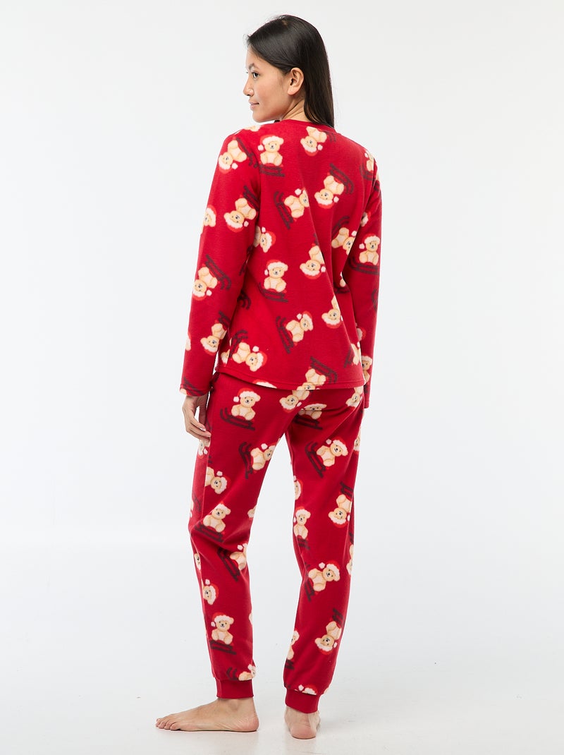 Conjunto de pijama "Natal" em micropolar Vermelho - Kiabi