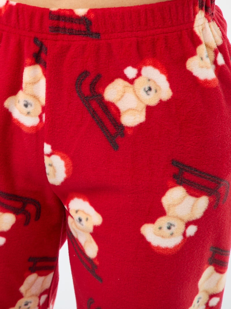 Conjunto de pijama "Natal" em micropolar Vermelho - Kiabi
