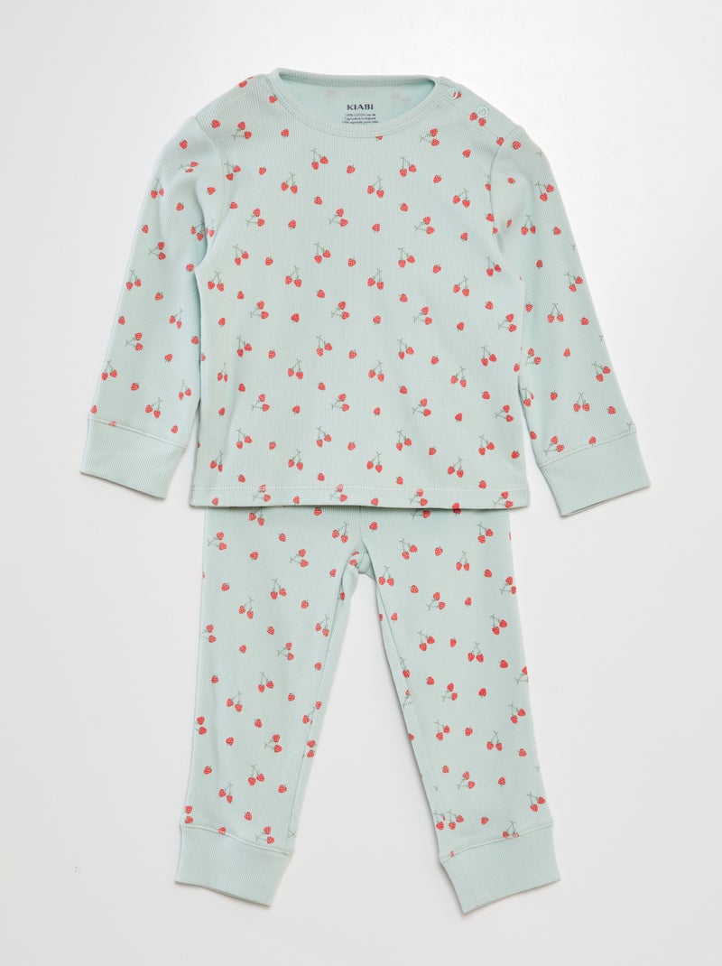 Conjunto de pijama nervurado - 2 peças AZUL - Kiabi