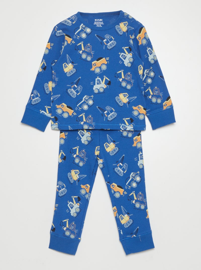 Conjunto de pijama nervurado - 2 peças AZUL - Kiabi