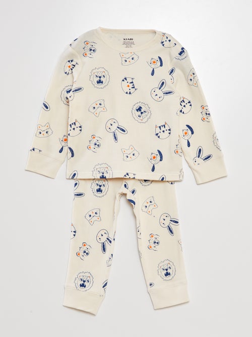 Conjunto de pijama nervurado - 2 peças - Kiabi