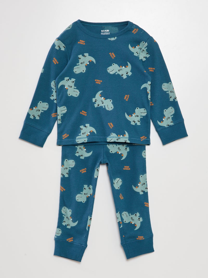 Conjunto de pijama nervurado - 2 peças VERDE - Kiabi