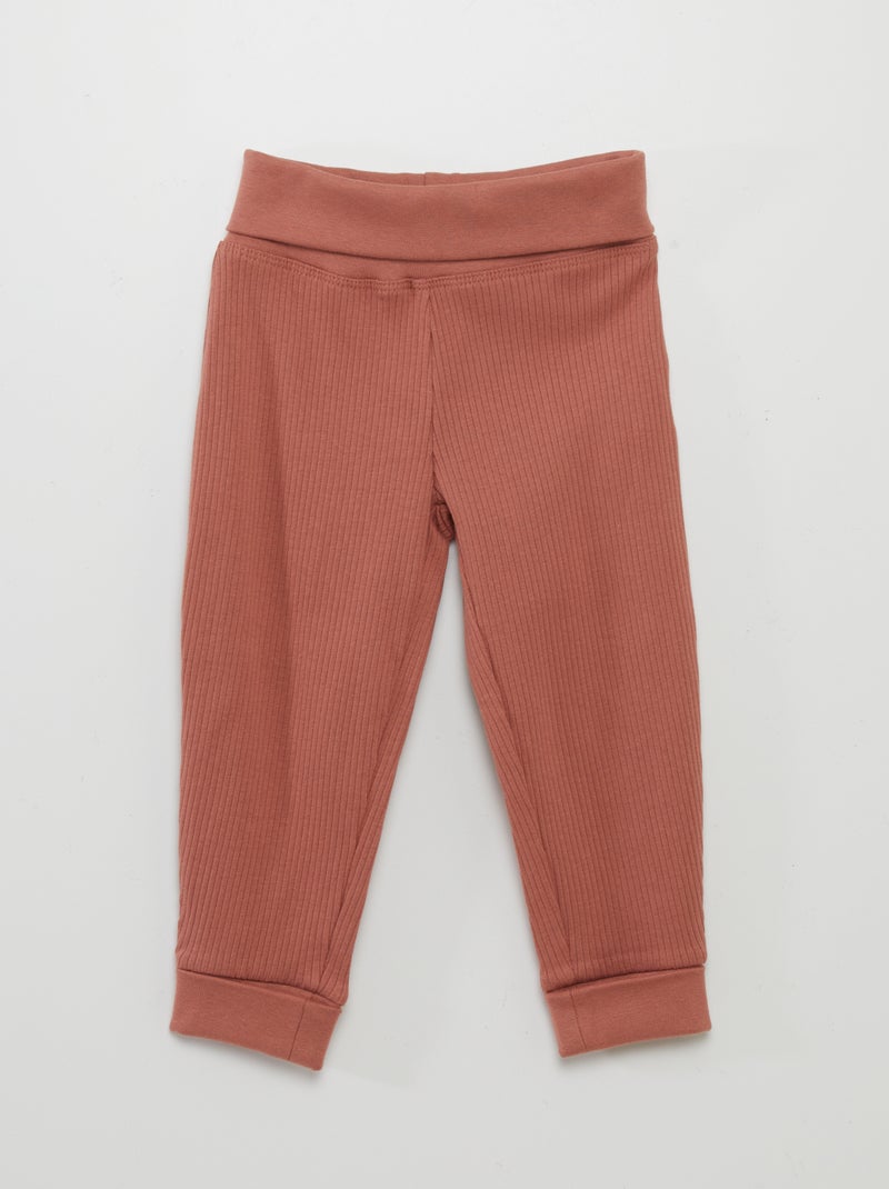 Conjunto de pijama nervurado ajustável - 2 peças CASTANHO - Kiabi