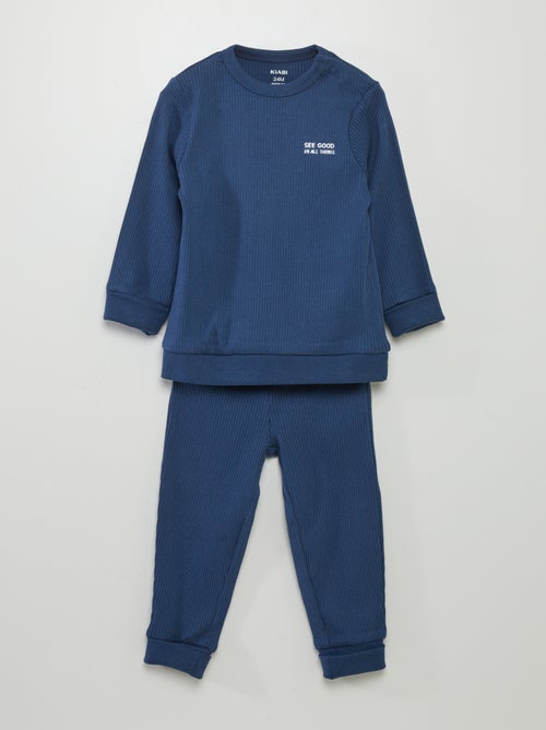 Conjunto de pijama nervurado ajustável - 2 peças - Kiabi
