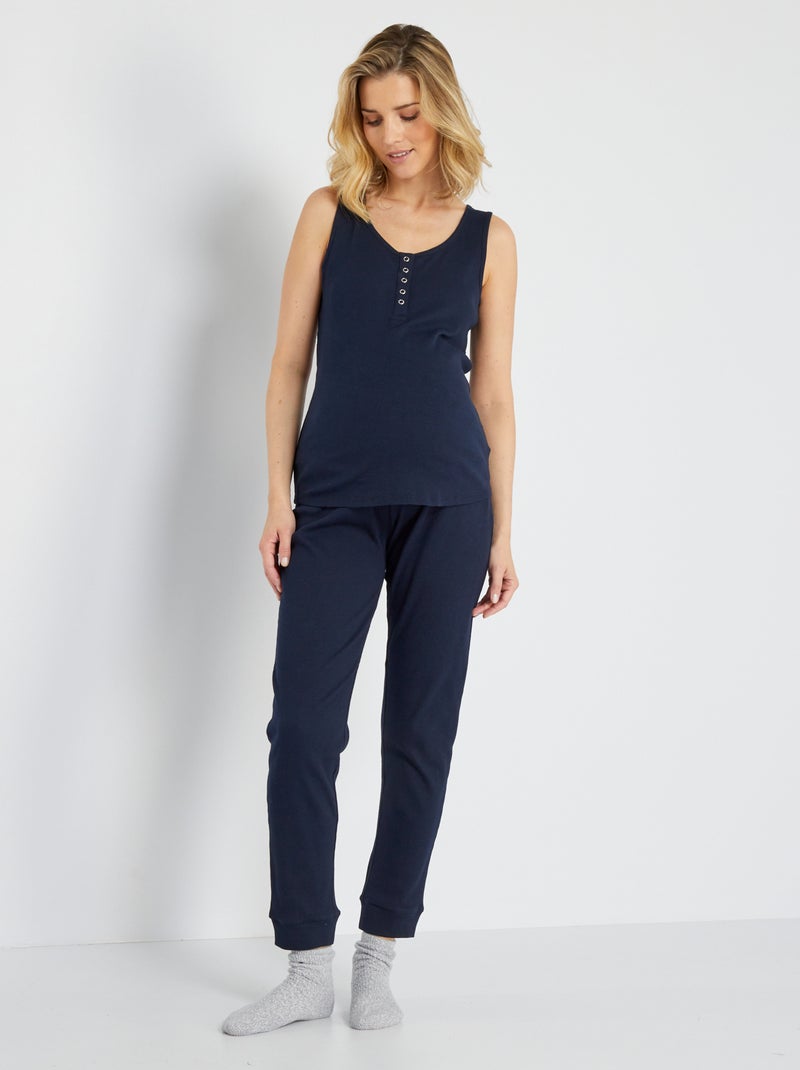 Conjunto de pijama nervurado pré-mamã  - 2 peças Azul Marinho - Kiabi