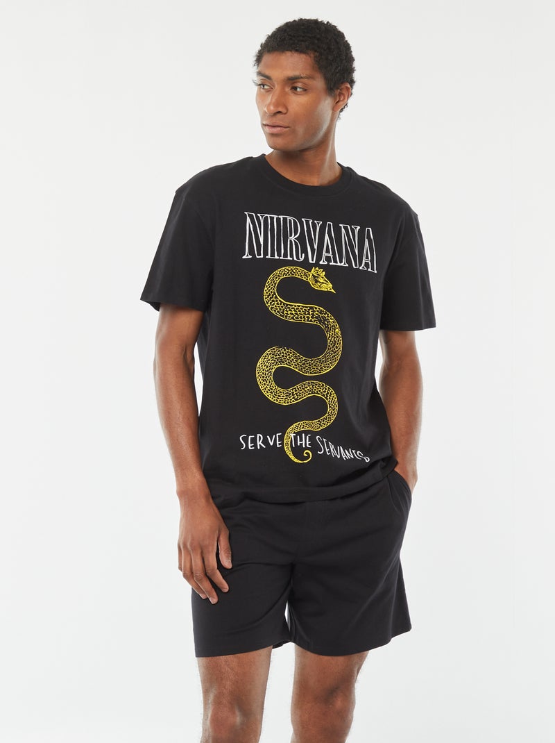 Conjunto de pijama 'nirvana' com calções + t-shirt - 2 peças PRETO - Kiabi