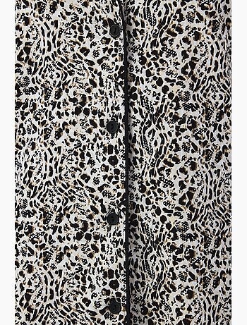 Conjunto de pijama noir garden com estampa de leopardo, camisa e calça de manga longa penti