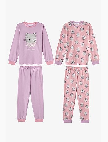Conjunto de pijama para menina dainty kitty em algodão de manga comprida penti