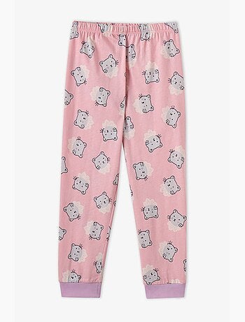 Conjunto de pijama para menina dainty kitty em algodão de manga comprida penti