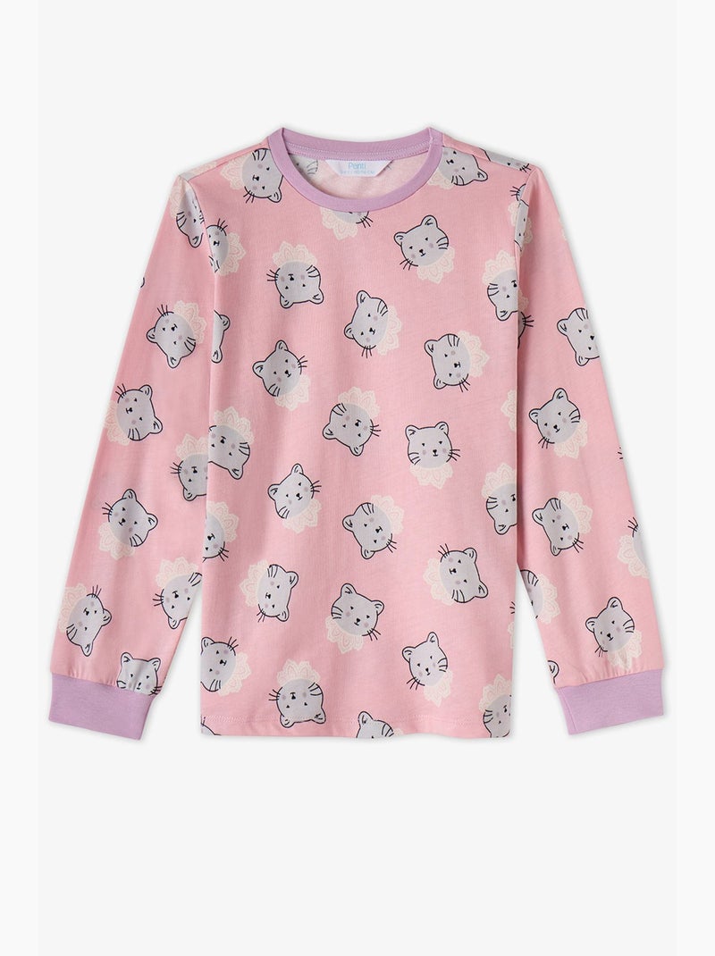 Conjunto de pijama para menina dainty kitty em algodão de manga comprida penti Rosa - Kiabi