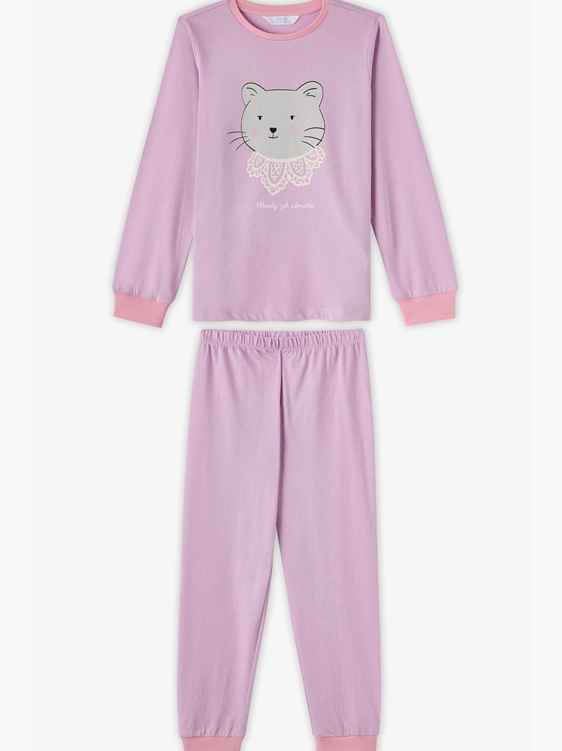 Conjunto de pijama para menina dainty kitty em algodão de manga comprida penti Rosa - Kiabi