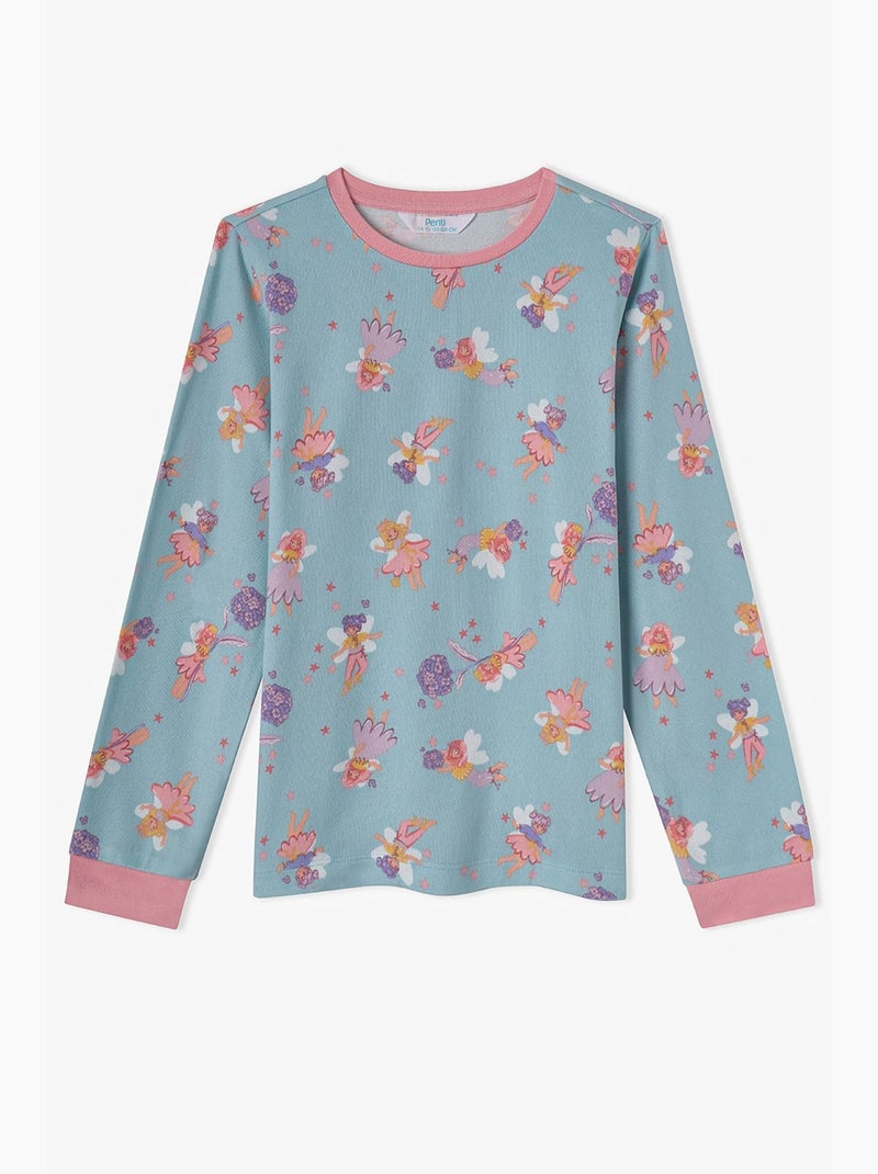 Conjunto de pijama para menina fairy bloom de manga comprida penti Azul Rosa - Kiabi
