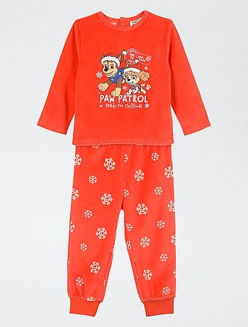 Conjunto de pijama 'Patrulha Pata' T-shirt de manga comprida + calças de veludo - 2 peças