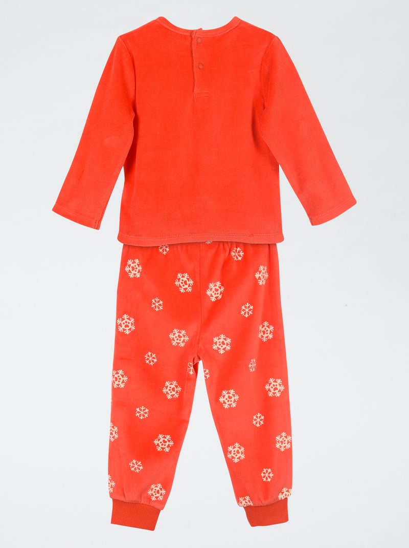 Conjunto de pijama 'Patrulha Pata' T-shirt de manga comprida + calças de veludo - 2 peças Vermelho - Kiabi