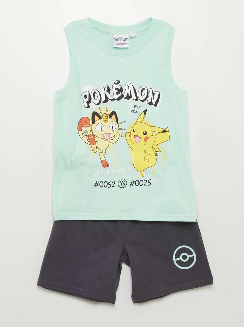 Conjunto de pijama 'Pokémon', t-shirt manga cava + calções - 2 peças AZUL - Kiabi