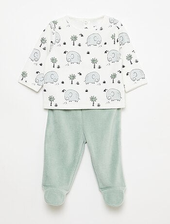Conjunto de pijama polar com pés - 2 peças