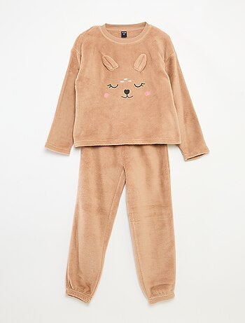 Conjunto de pijama polar comprido sweat + calças - 2 peças