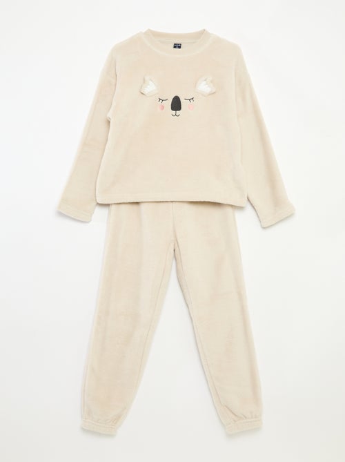 Conjunto de pijama polar comprido sweat + calças - 2 peças - Kiabi