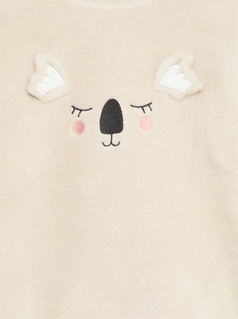 Conjunto de pijama polar comprido sweat + calças - 2 peças Bege - Kiabi