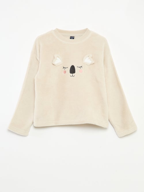 Conjunto de pijama polar comprido sweat + calças - 2 peças - Kiabi