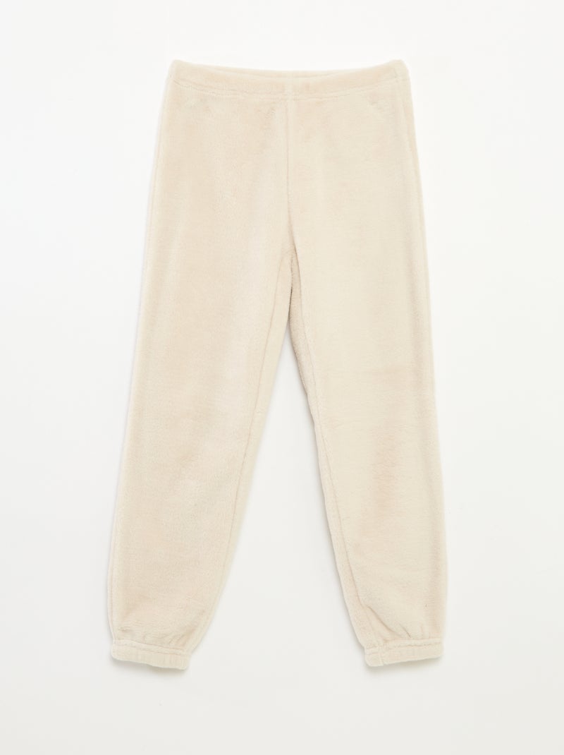 Conjunto de pijama polar comprido sweat + calças - 2 peças Bege - Kiabi