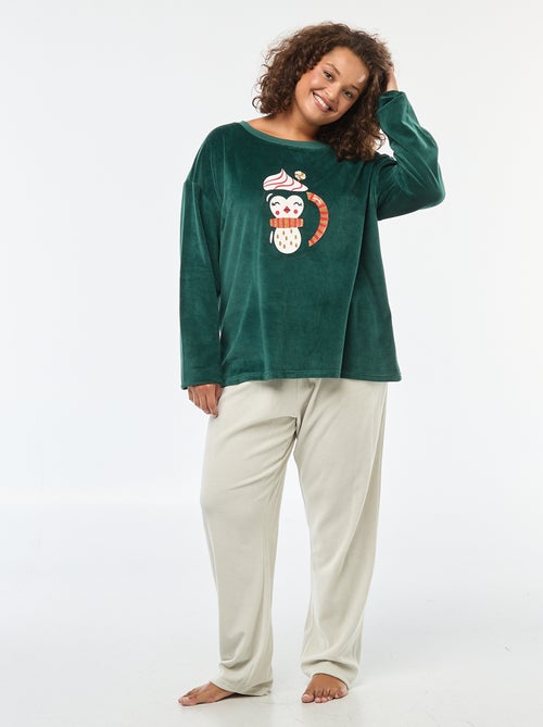 Conjunto de pijama polar Natal - 2 peças - Kiabi