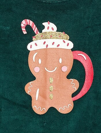 Conjunto de pijama polar Natal t-shirt + calças - 2 peças