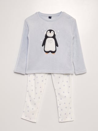 Conjunto de pijama polar 'Pinguim' - 2 peças