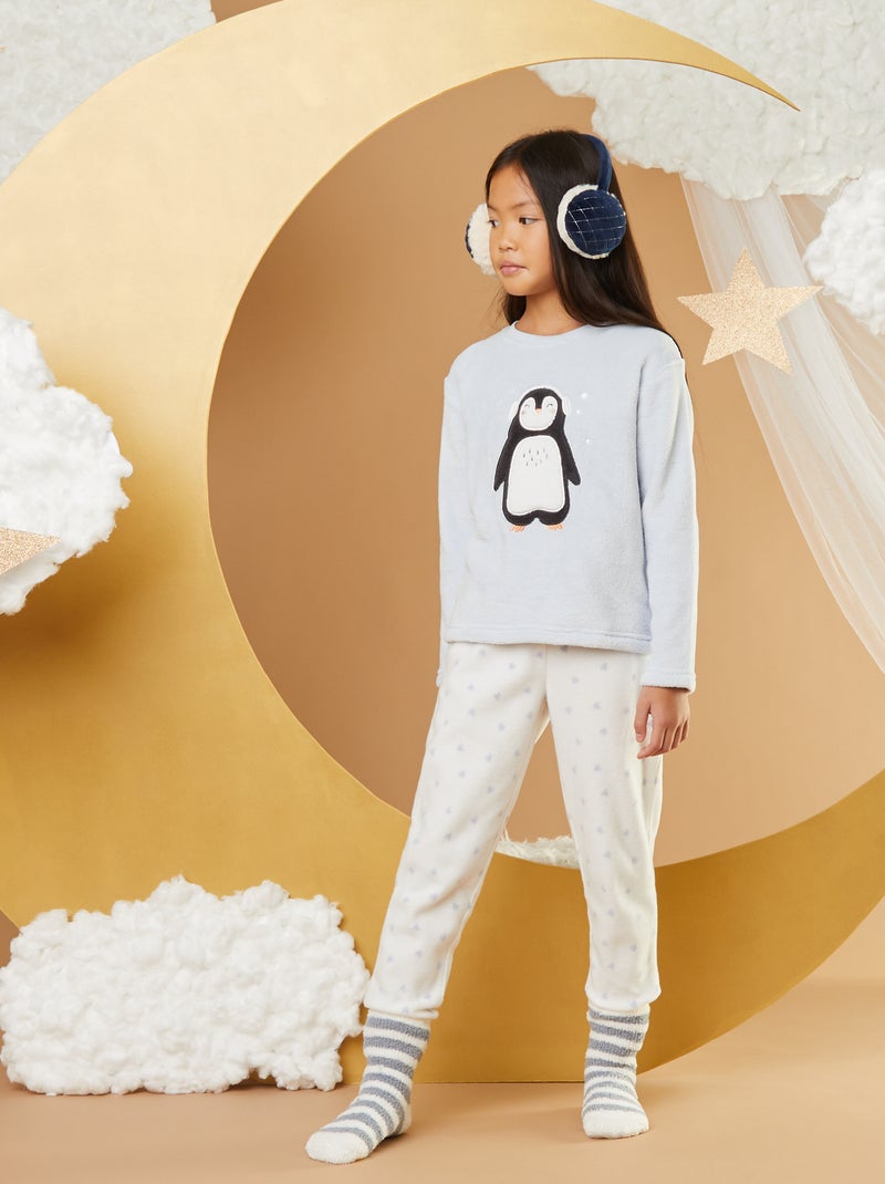 Conjunto de pijama polar 'Pinguim' - 2 peças AZUL - Kiabi