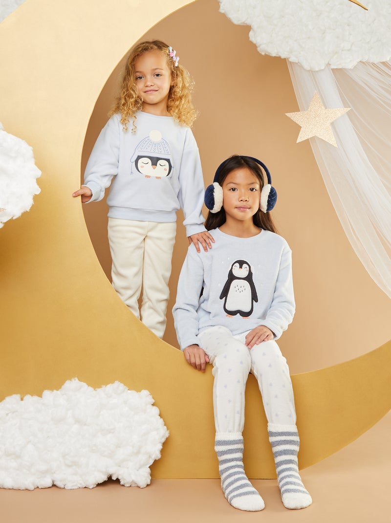 Conjunto de pijama polar 'Pinguim' - 2 peças AZUL - Kiabi