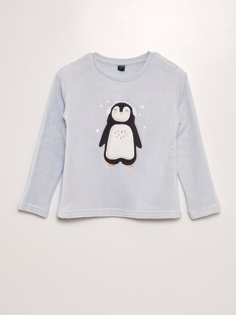 Conjunto de pijama polar 'Pinguim' - 2 peças AZUL - Kiabi