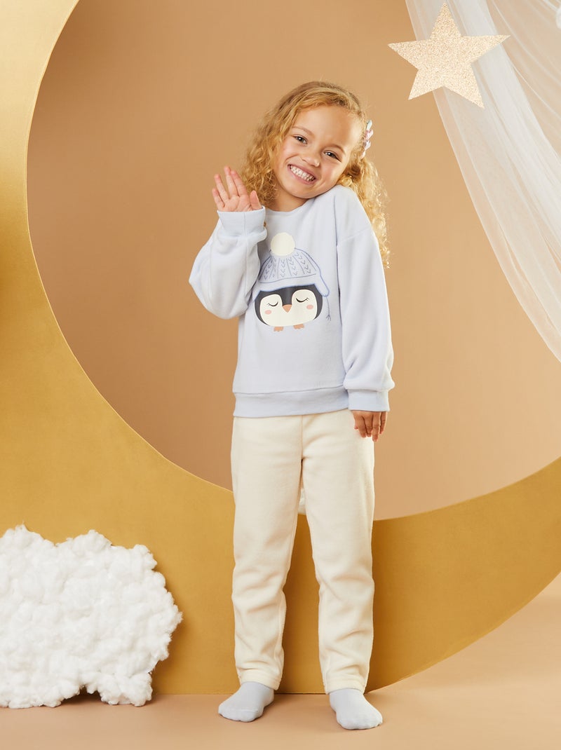 Conjunto de pijama polar t-shirt + calças - 2 peças AZUL - Kiabi